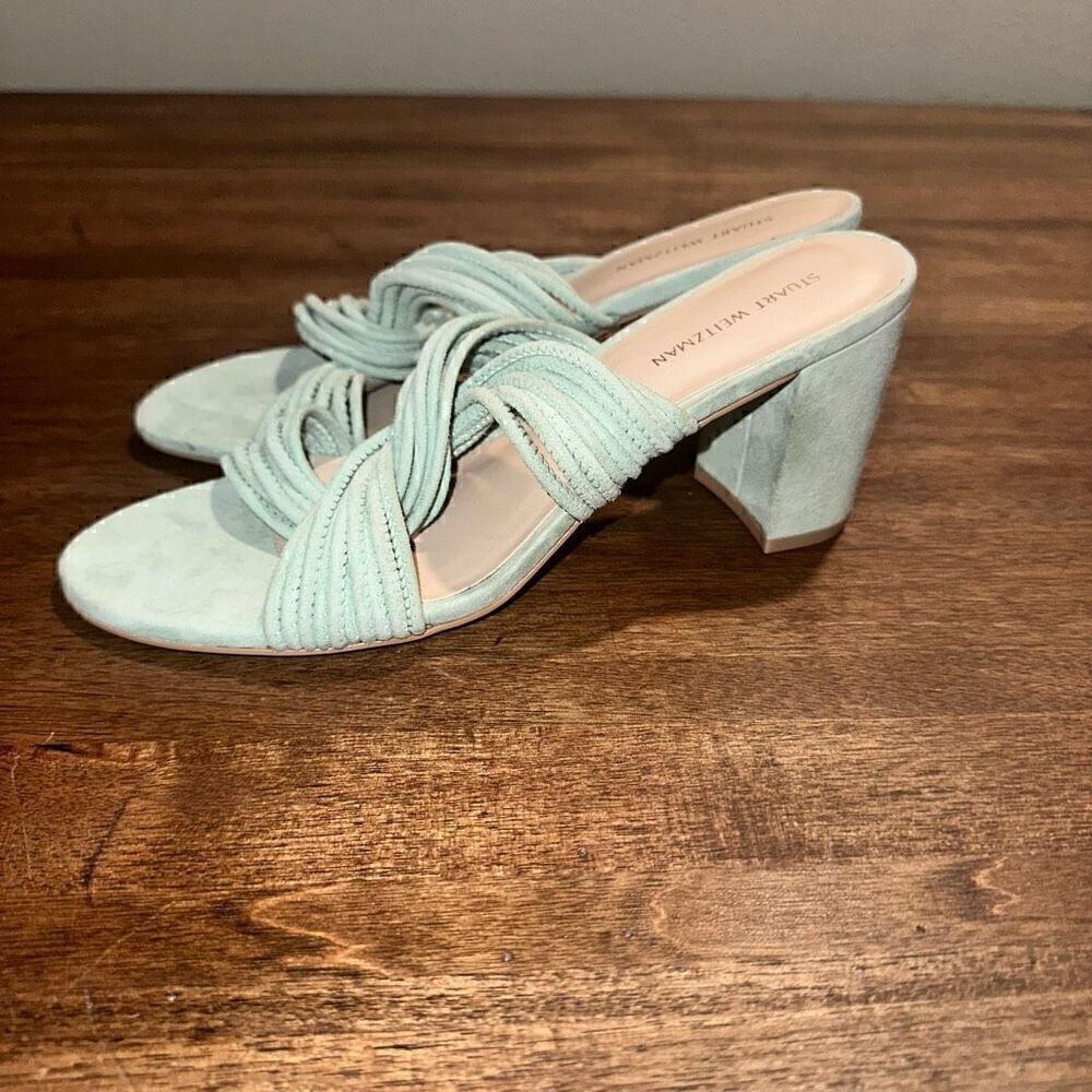 Nwobstuart Weitzman Twist Block Suede Mules - image 4